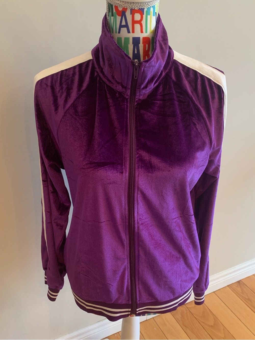NWT Ekouaer Purple Track Style Jacket with White Accents